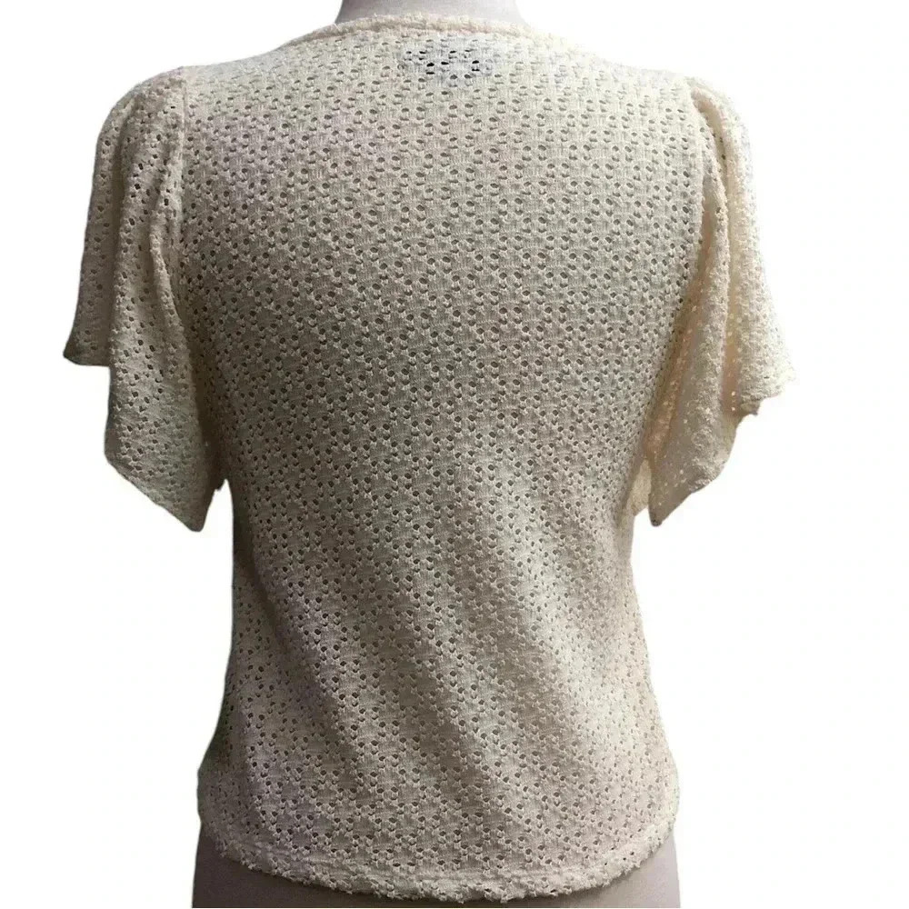 Madewell Texture & Thread Eyelet Flutter Sleeve T… - image 4